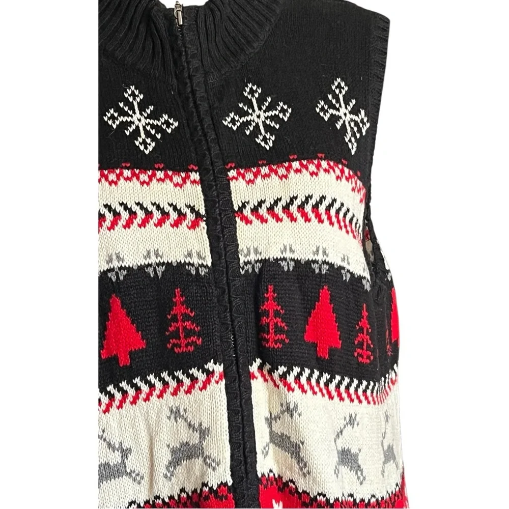 VTG. Christmas Reindeer,Snowflake Zipper front Vest. Size L. - Picture 4 of 8
